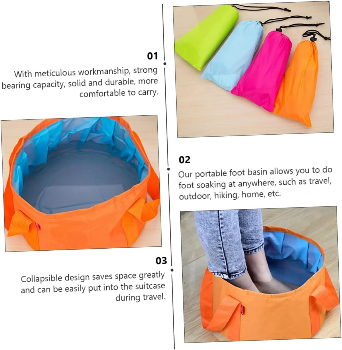 2 Pcs Collapsible Basin 12l Camping Foot Tub Portable Travel Bag for Hotel Comfort Practical