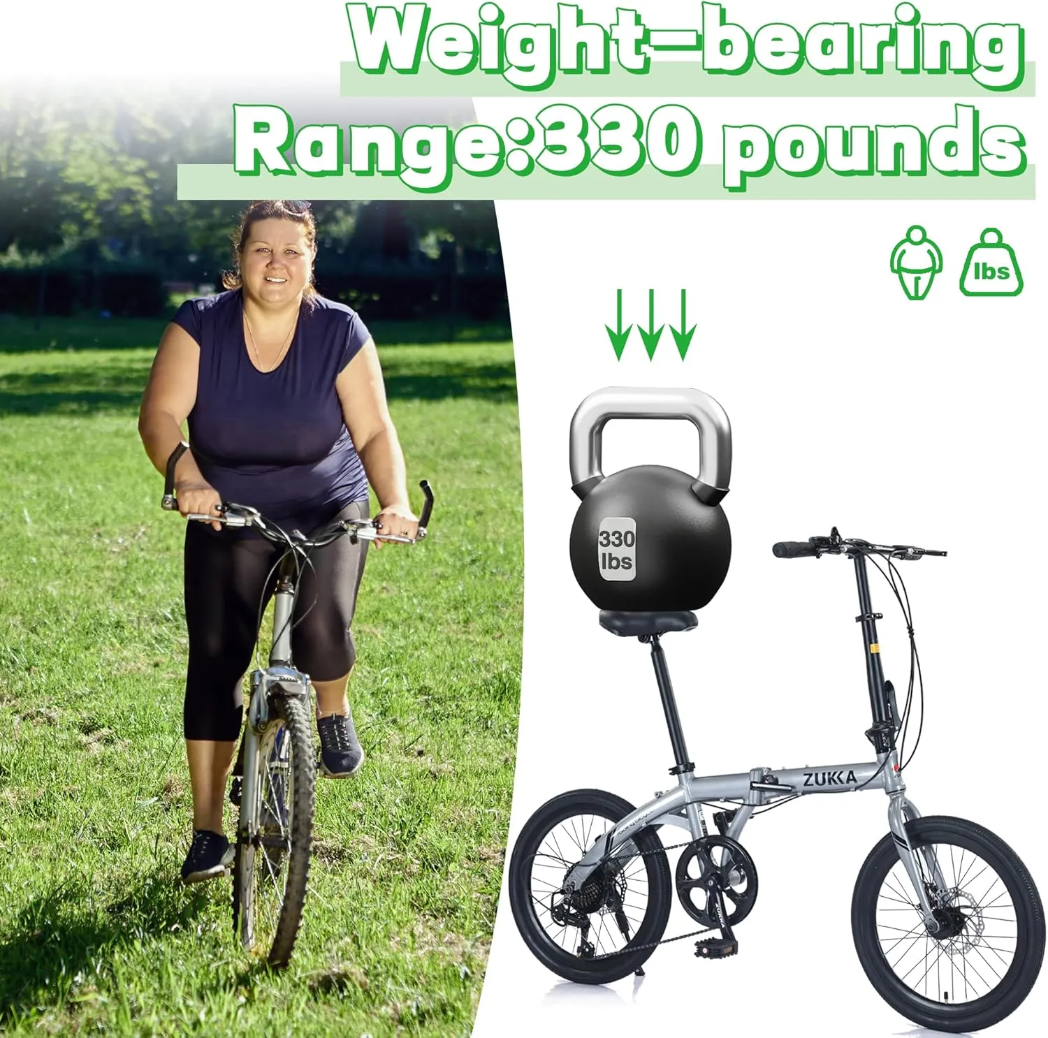 20 Inch Folding Bike with 7-Speed，Heavy Duty Folding Bike Up to 330LBS-Lightweight Aluminum Frame Folding Bike，Folding Commuter Bike for Women/Men/Adult/Youth,Adjustable Stem，7 Colors