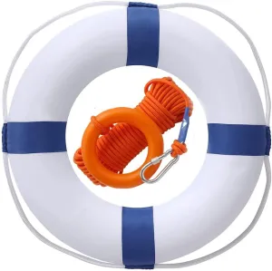 20 Inch Life Preserver Ring with Water Floating Lifesaving Rope 98.4FT Set, Swim Foam Ring Buoy Swimming Pool Safety Throwing Ring Rope Rescue Lifeguard Wall Decoration