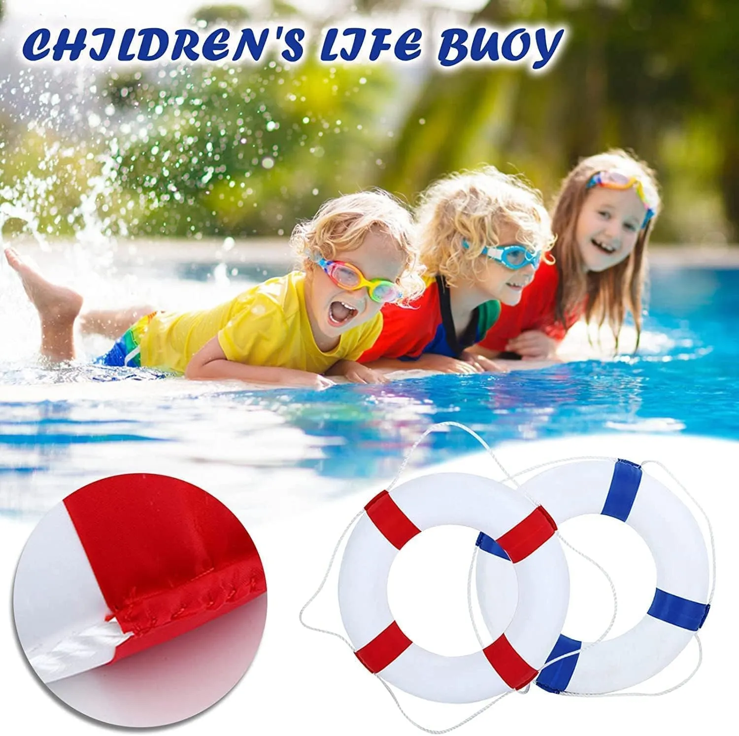 20 Inch Life Preserver Ring with Water Floating Lifesaving Rope 98.4FT Set, Swim Foam Ring Buoy Swimming Pool Safety Throwing Ring Rope Rescue Lifeguard Wall Decoration