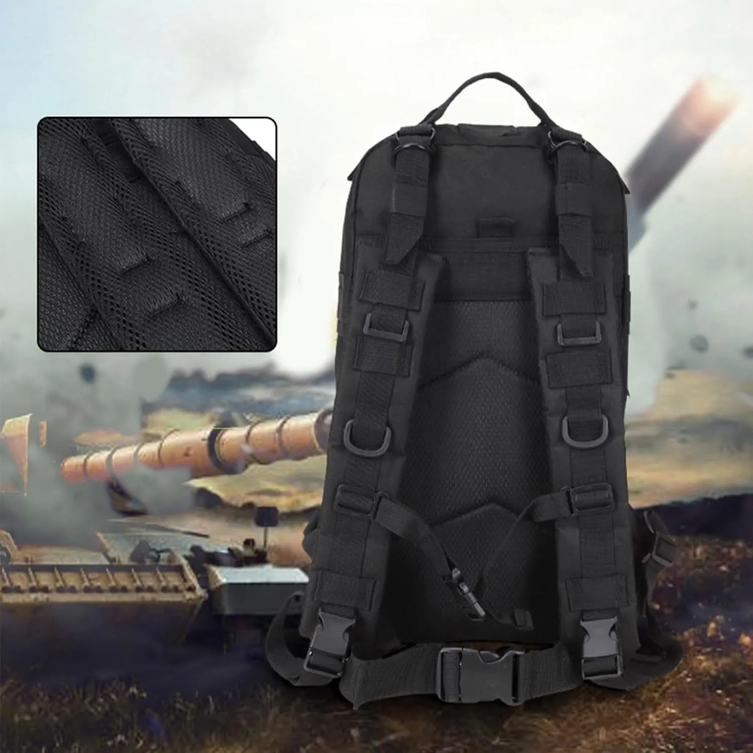 25L Military Tactical Backpack, 3-Day Bug Out Bag Army Camping Rucksack Hiking Backpacks For Men (E)