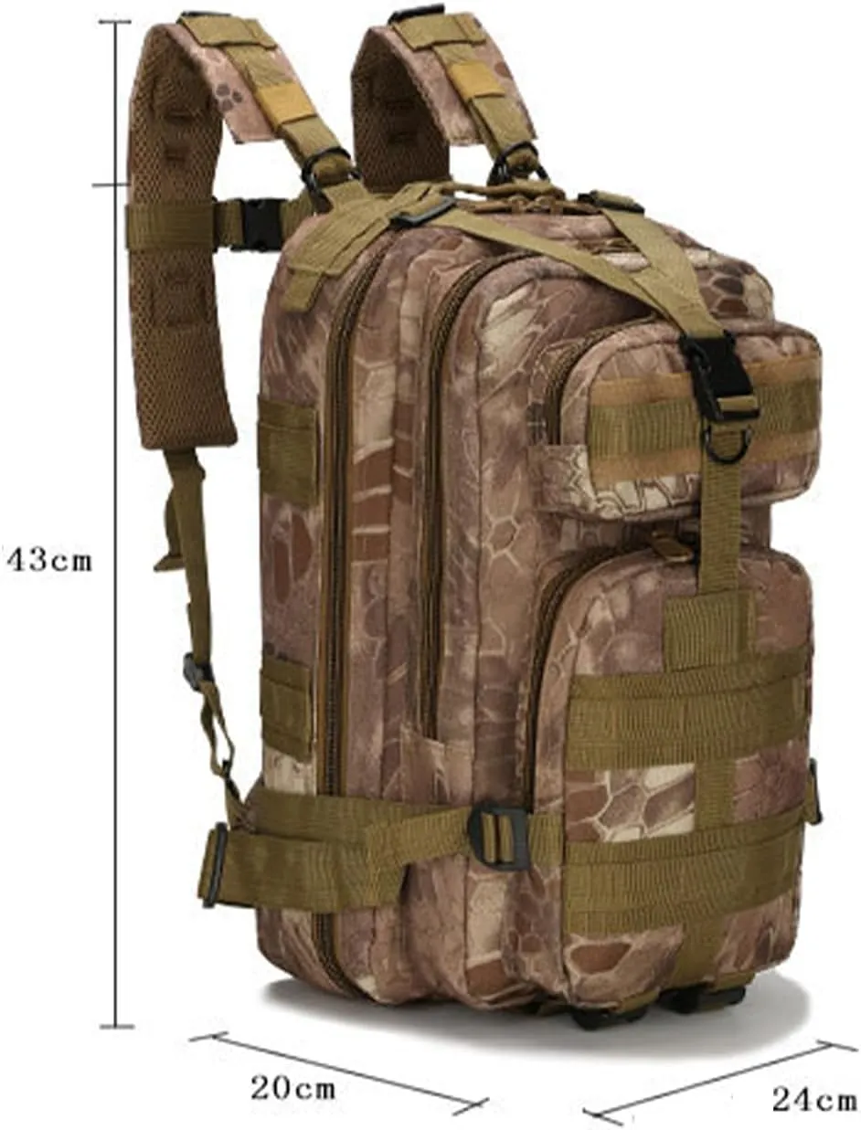 25L Military Tactical Backpack, 3-Day Bug Out Bag Army Camping Rucksack Hiking Backpacks For Men (E)