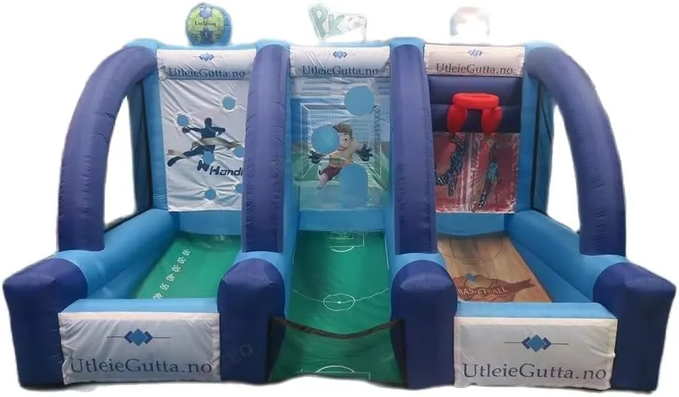 3-in-1 Inflatable Basketball Football Dart Tossing Carnival Sport Game Toys with Blower and Game Accessories (C)