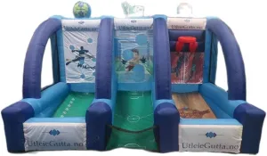 3-in-1 Inflatable Basketball Football Dart Tossing Carnival Sport Game Toys with Blower and Game Accessories (C)