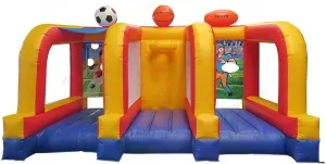 3-in-1 Inflatable Basketball Football Dart Tossing Carnival Sport Game Toys with Blower and Game Accessories (I)
