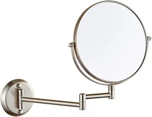8-Inch Wall Mounted Makeup Mirror, Double Sided Magnifying Makeup Mirror for Bathroom, 3x/5x/7x/10x Magnification, 360 Degree SwivelNo Light, Extendable Arm, Round (Color : Bright Silver, Size : 3X