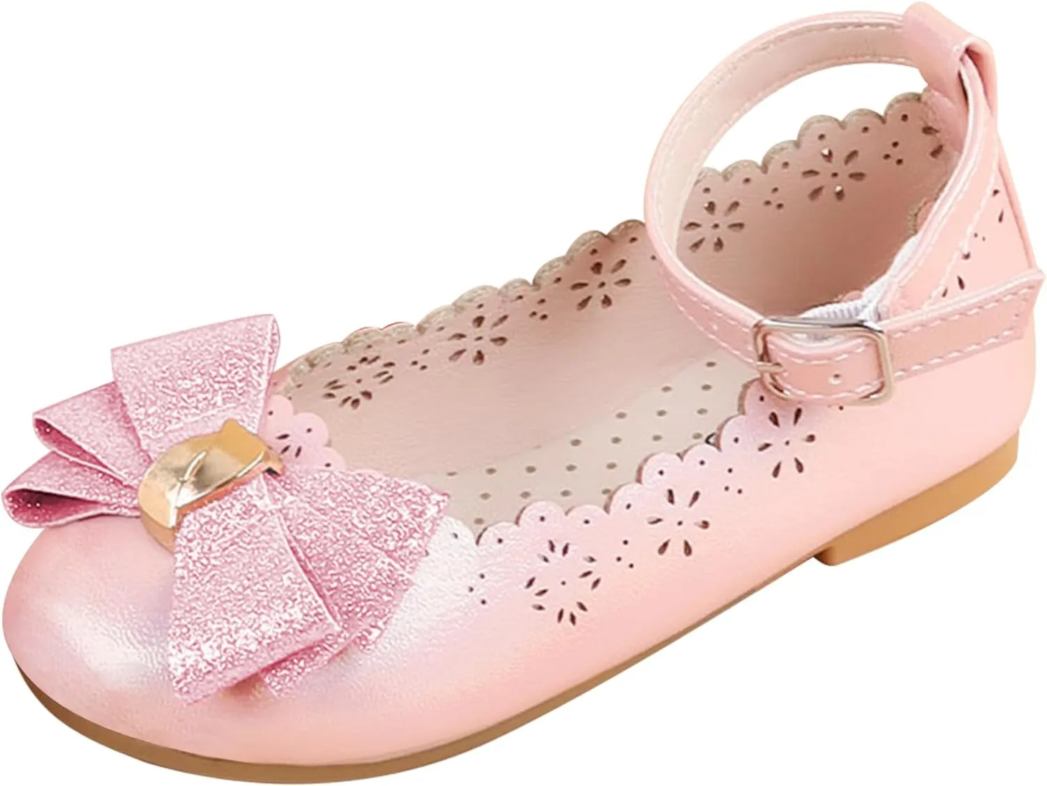 ADAMUMU Toddler Dress Shoes Flower Girl Shoes for Weeding Cute Toddler Mary Jane Shoes Lace Flore Ballet Flat for Walking, Jumping