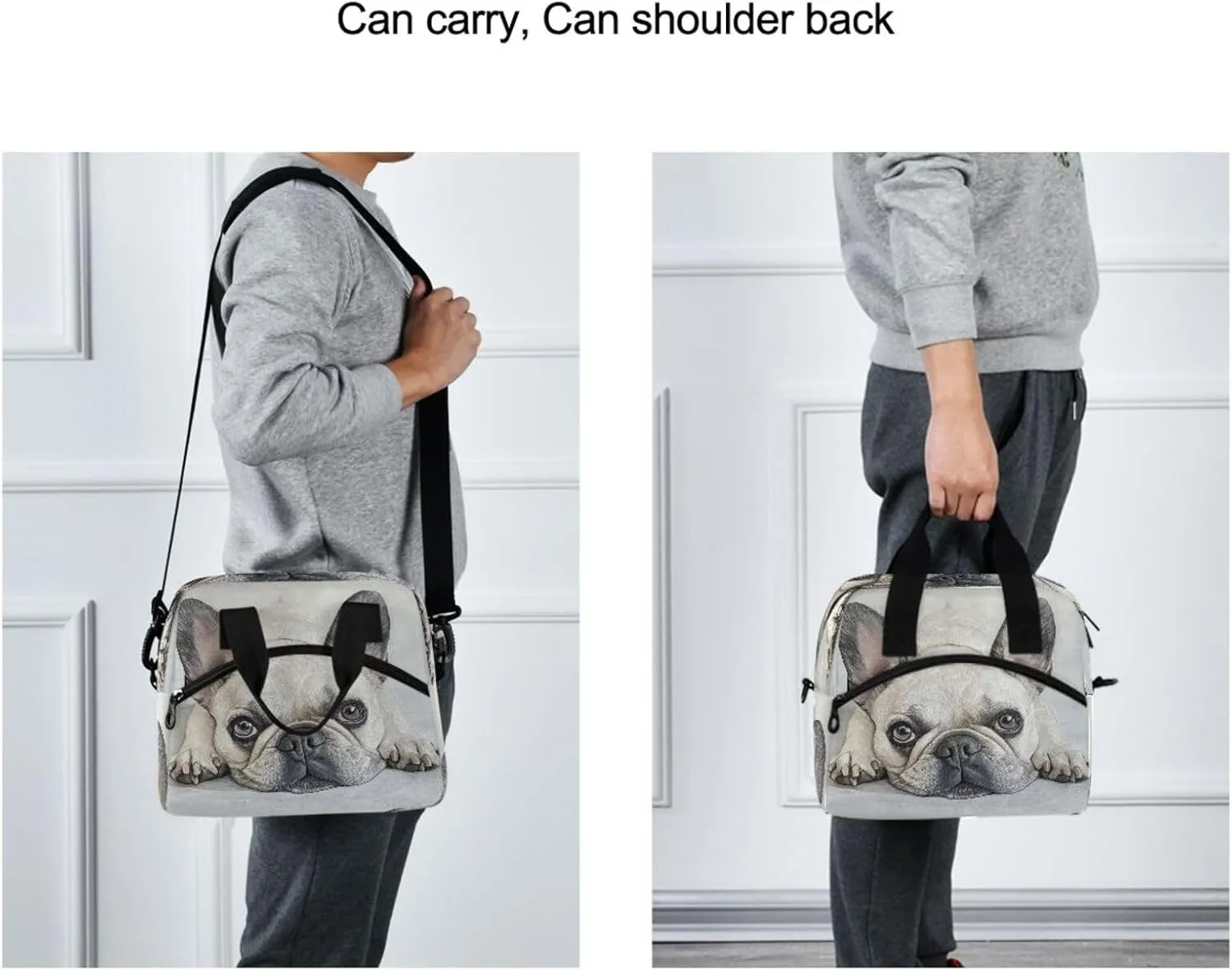 ALAZA French Bulldog in Sunglasses Driving Reusable Lunch Bag Insulated Cooler Tote Bag