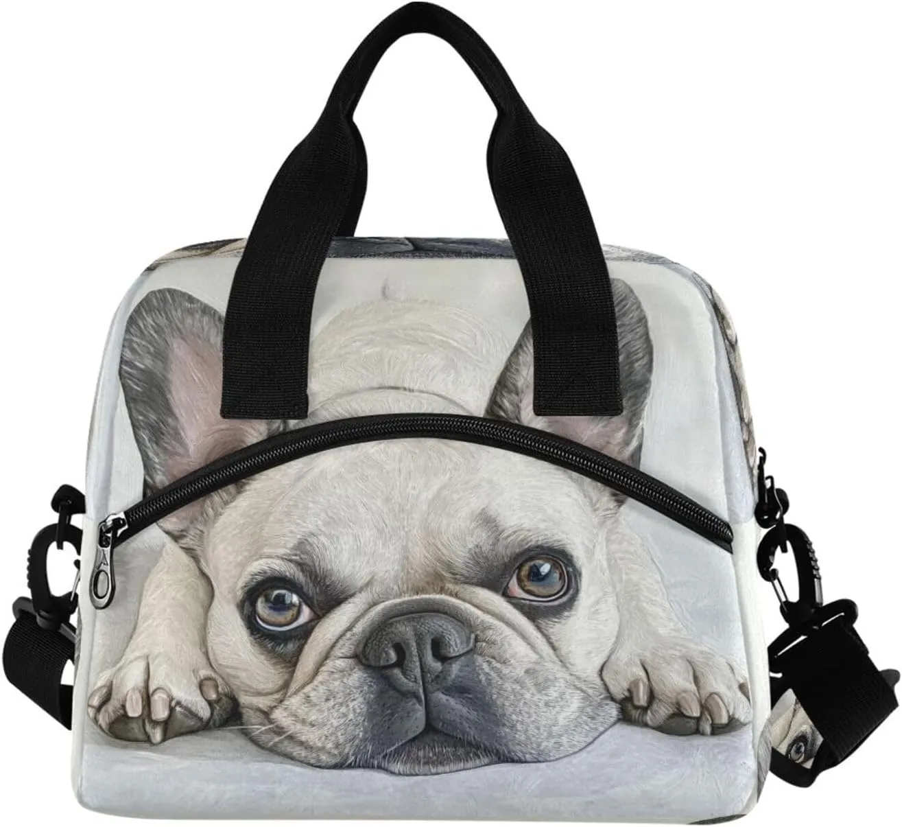 ALAZA French Bulldog in Sunglasses Driving Reusable Lunch Bag Insulated Cooler Tote Bag