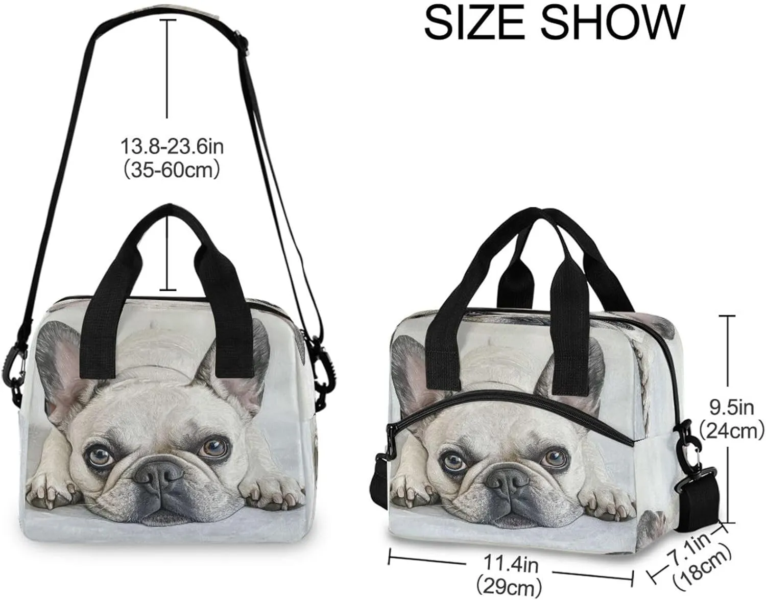 ALAZA French Bulldog in Sunglasses Driving Reusable Lunch Bag Insulated Cooler Tote Bag
