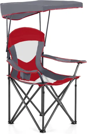 ALPHA CAMP Oversized Camping Chair with Shade Canopy, Folding Lawn Chairs