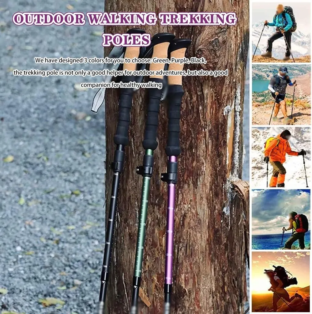 Aluminum Hiking Sticks with Cork Grips, Adjustable Telescopic Design, 2pcs Lightweight Trekking Poles, for Walking, Camping