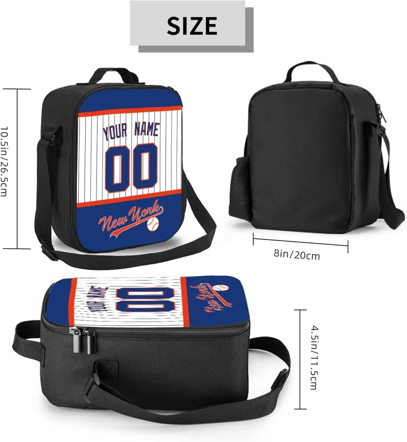 ANTKING New York Lunch Box Lunch Bag Cooler Custom Any Name and Any Number Personalized Gifts for Kids Men Women