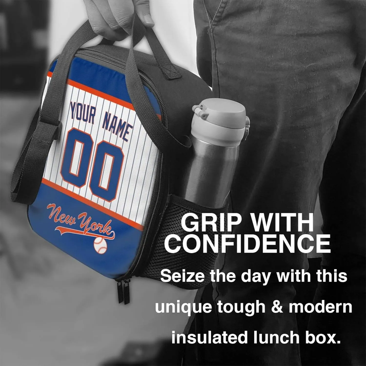 ANTKING New York Lunch Box Lunch Bag Cooler Custom Any Name and Any Number Personalized Gifts for Kids Men Women