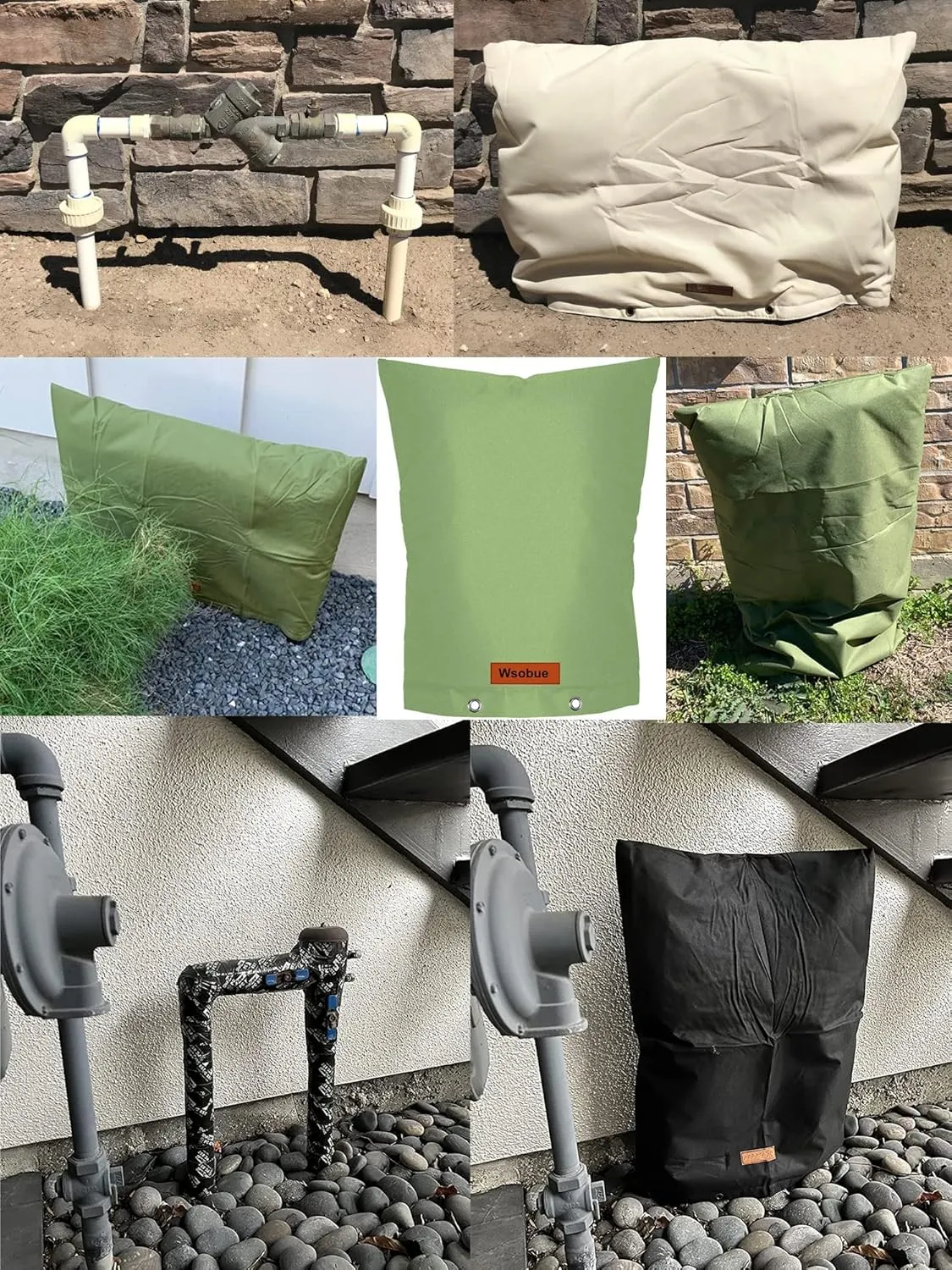 Backflow Preventer Cover Insulated Pouch,Outdoor Pipe Insulation Cover,Winter Well Head Cover Water Well Pump Covers Sprinkler Valve Cover Insulated (Black 16''W x 20''H)