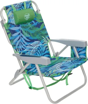 Banana Boat Folding Beach Chair Lightweight Backpack Chairs for Adults 5-Position with Lay Flat Outdoor Heavy Duty Beach Chair, Aqua (1 PK)