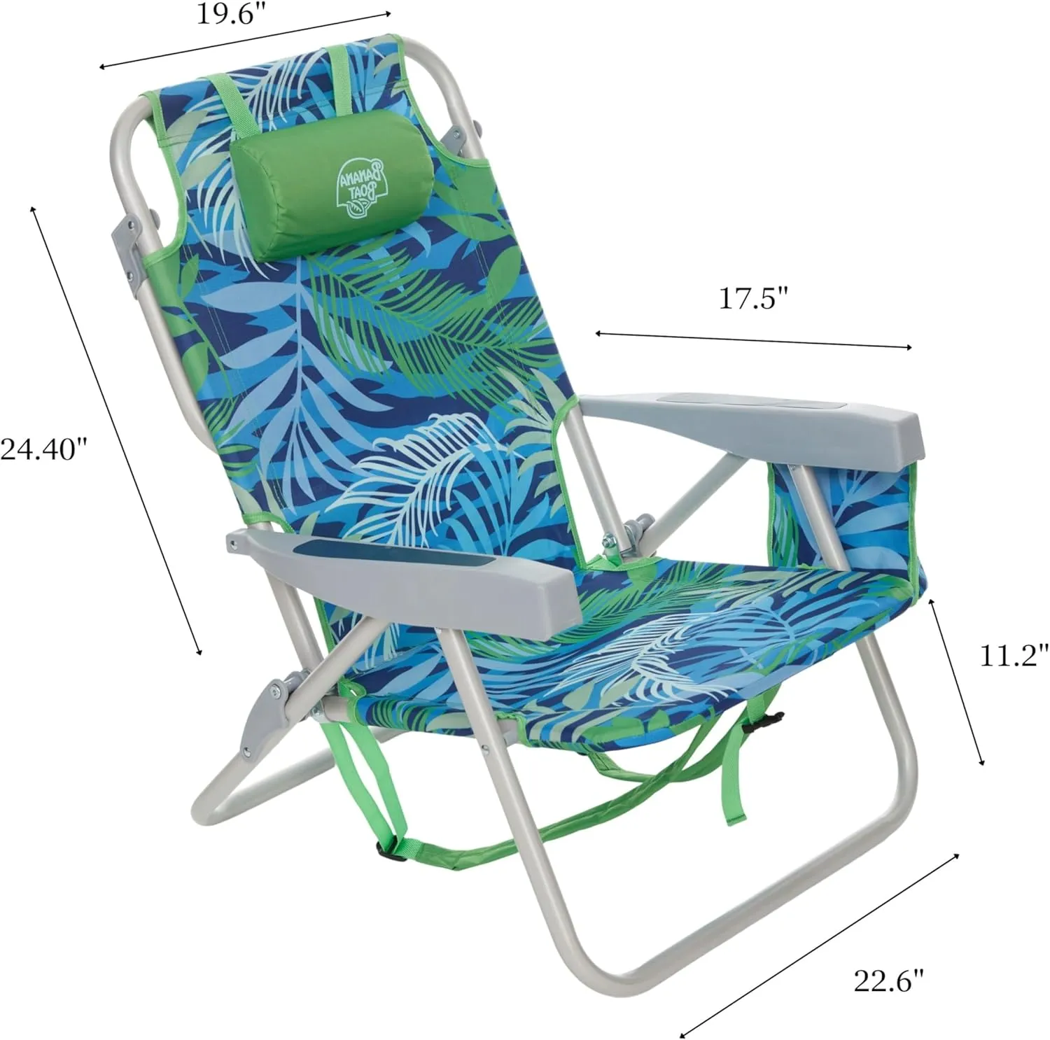 Banana Boat Folding Beach Chair Lightweight Backpack Chairs for Adults 5-Position with Lay Flat Outdoor Heavy Duty Beach Chair, Aqua (1 PK)