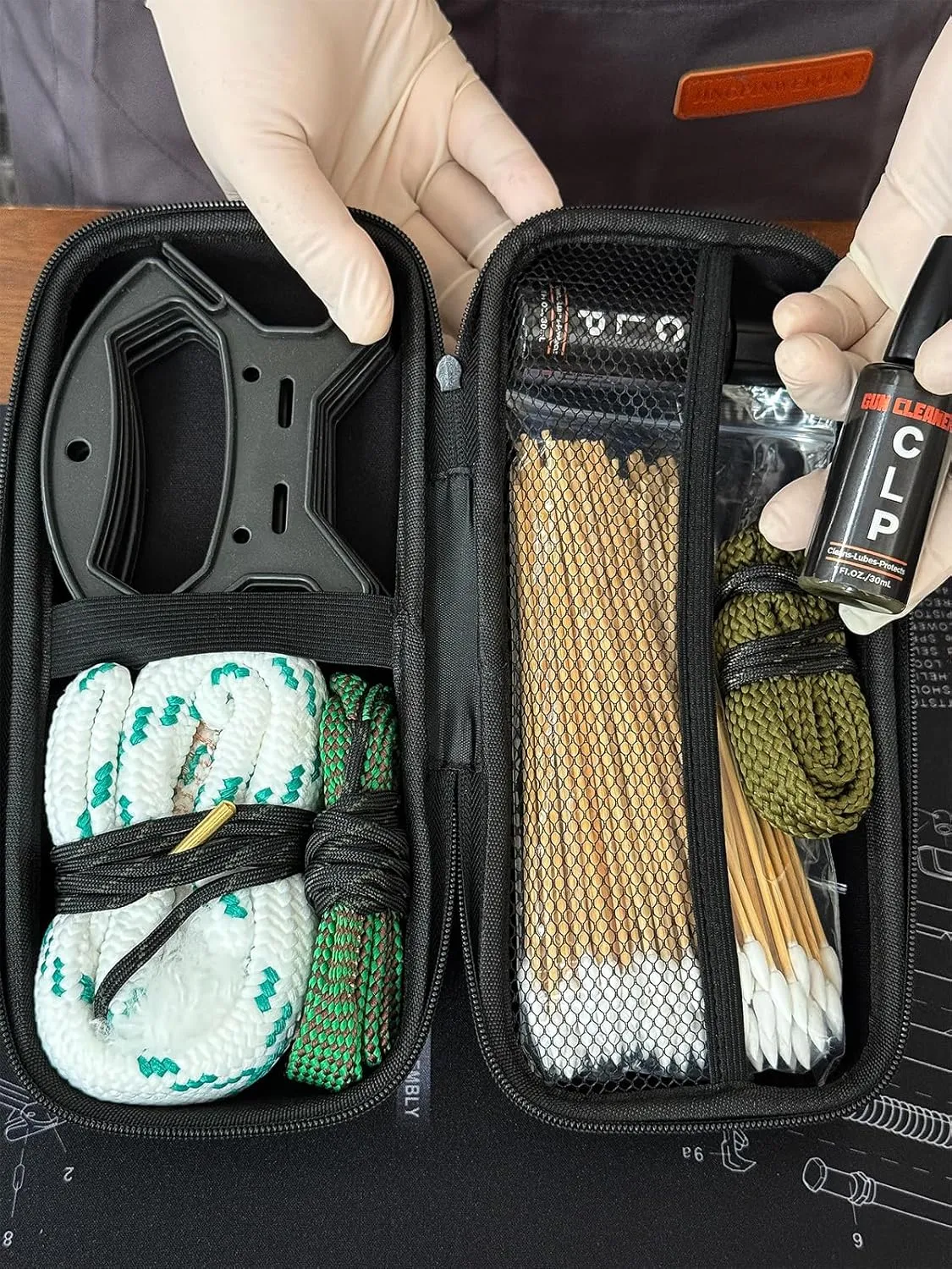 Basics Bore Gun Cleaning Kit with Bore Cleaner, CLP, 100 Cotton Swabs & Compact Storage Box - Universal Fit for Firearm Maintenance