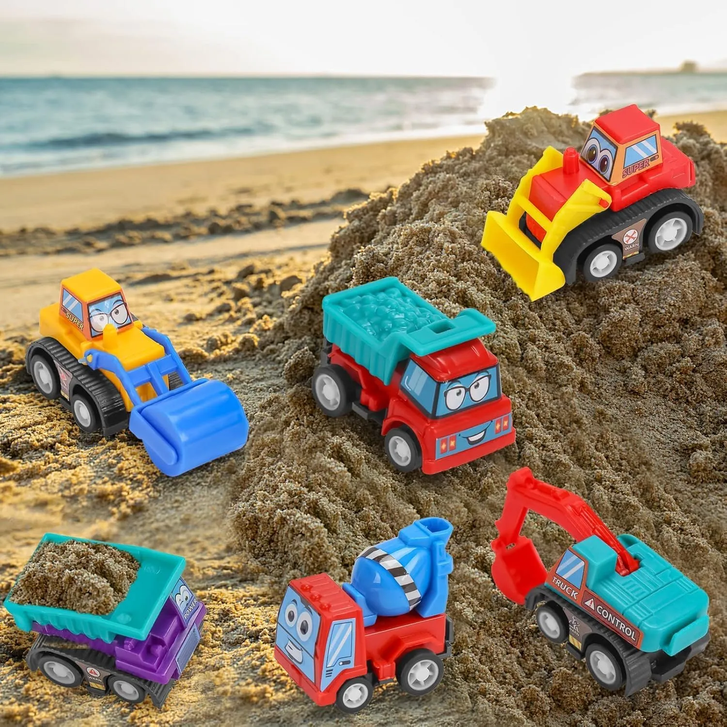 Beach Sand Toys Set for Kids, Silicone Collapsible Foldable Beach Bucket Travel Beach Toys for Summer Outdoor Camping and Fishing Tub with Sand Molds Shovels Rakes for Toddlers 2.5L
