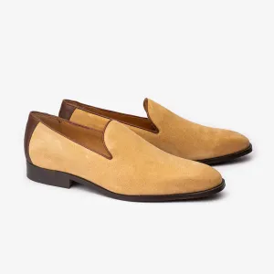 Beige Suede Penny Loafer