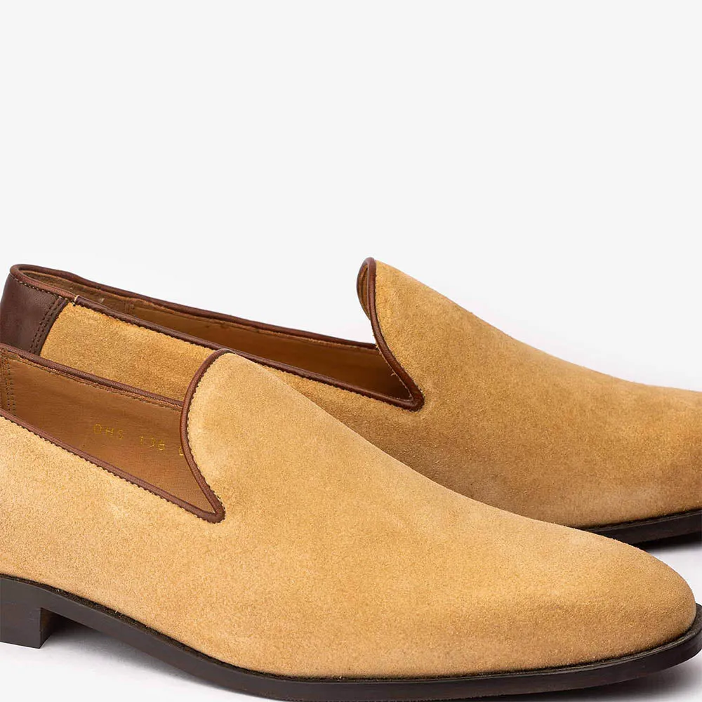 Beige Suede Penny Loafer