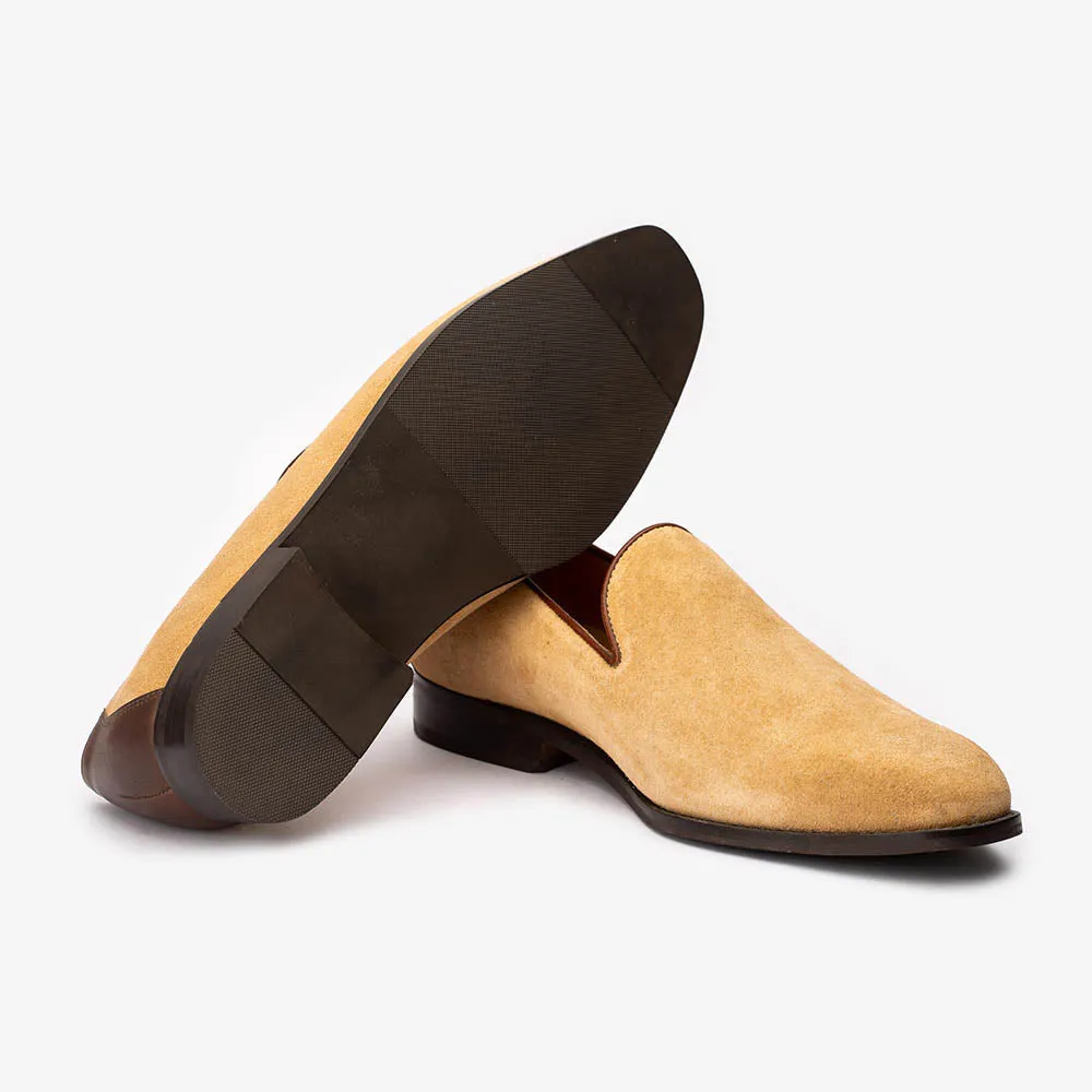 Beige Suede Penny Loafer