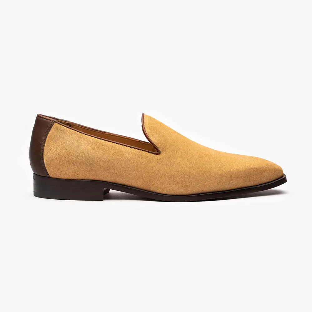 Beige Suede Penny Loafer