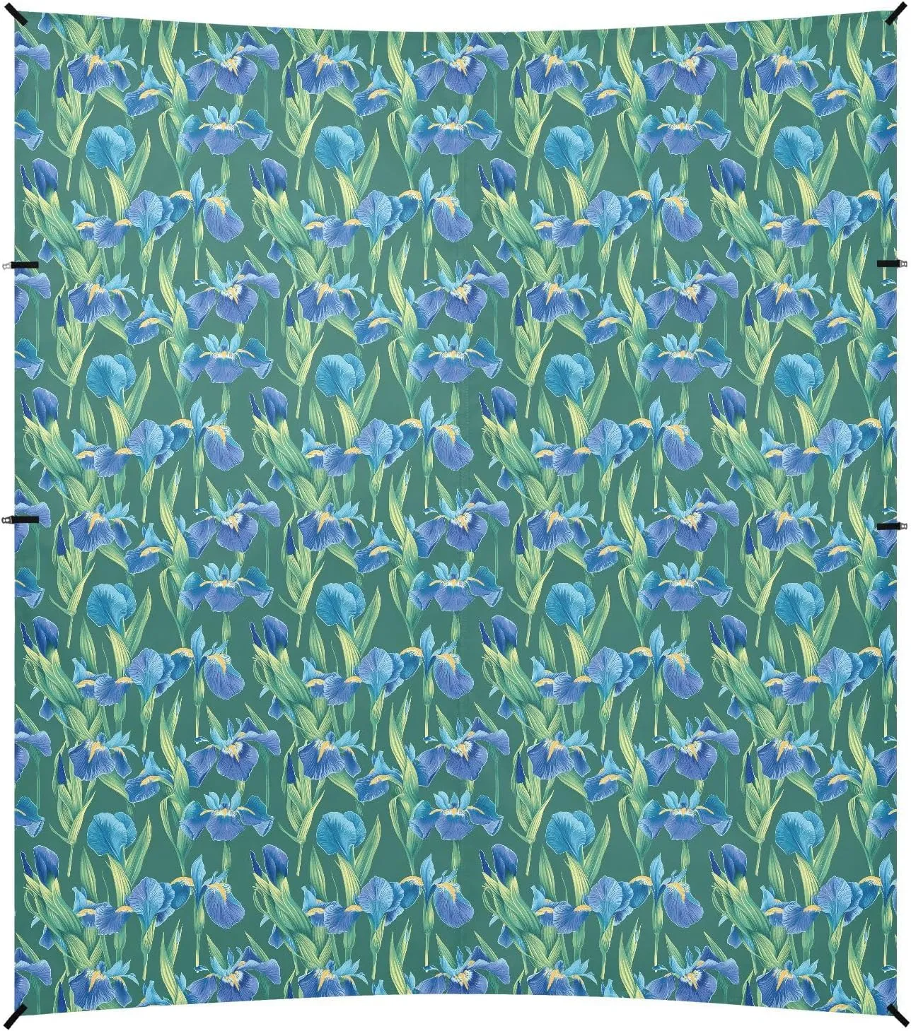 Blue Iris Flowers Foldable Beach Tent UPF50  Waterproof Large Portable Sun Shelter with Sand Pockets for Family Trips, Picnics & Camping