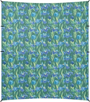 Blue Iris Flowers Foldable Beach Tent UPF50  Waterproof Large Portable Sun Shelter with Sand Pockets for Family Trips, Picnics & Camping