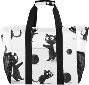 Bolaz Travel Tote Bag，Gym Bag for Men,Waterproof Beach Bag for Women Foldable Reusable-Cat Fur Ball Pattern