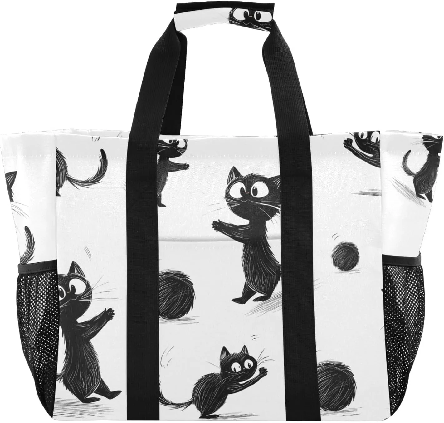 Bolaz Travel Tote Bag，Gym Bag for Men,Waterproof Beach Bag for Women Foldable Reusable-Cat Fur Ball Pattern