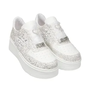 Bridal Shoes Wedding Sneakers, Personalized Shoes for Bride, Lace Bridal Tennis Shoes, bride platform shoes flat sole (36 EUR / 6 US)