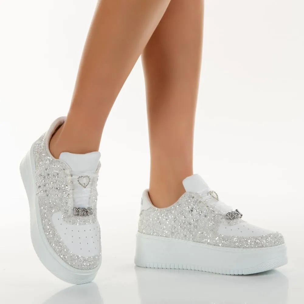 Bridal Shoes Wedding Sneakers, Personalized Shoes for Bride, Lace Bridal Tennis Shoes, bride platform shoes flat sole (36 EUR / 6 US)