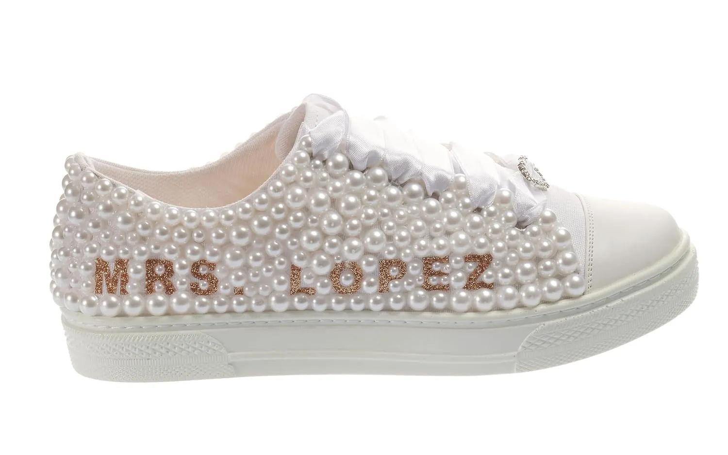 Bridal Shoes Wedding Sneakers, Personalized Shoes for Bride, Lace Bridal Tennis Shoes, bride platform shoes flat sole pearls bride shoe flat sole personalized shoes (38 EUR / 7,5 US)