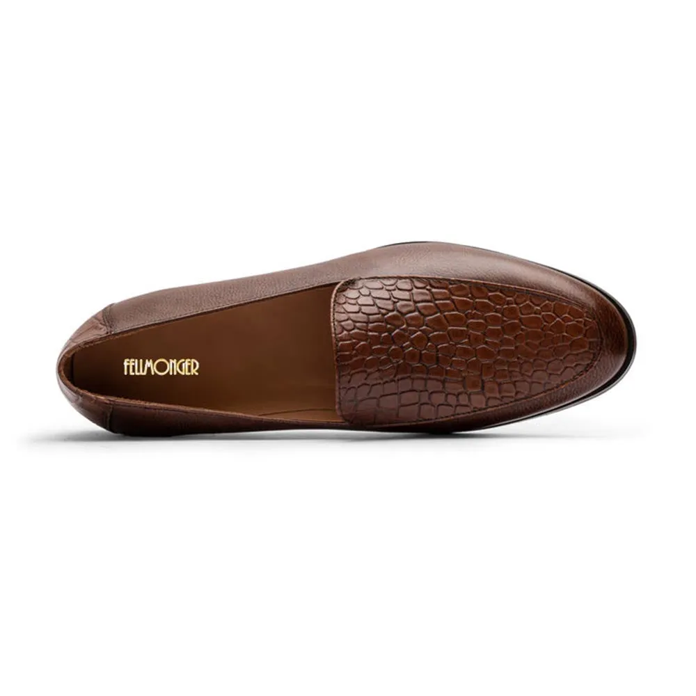Brown Belgian Milled   Croco Loafer