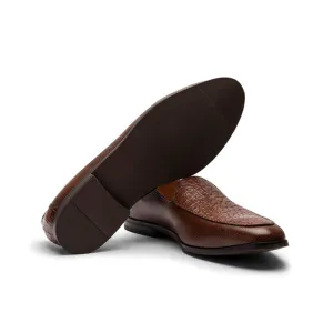 Brown Belgian Milled   Croco Loafer