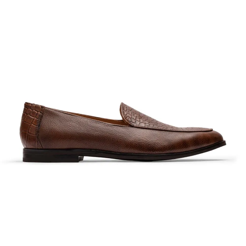 Brown Belgian Milled   Croco Loafer