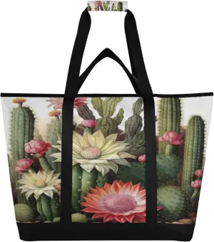 Cactus Reusable Insulated Cooler Bag with Ice Pack Compartment - Large 66L Waterproof Thermal Grocery Tote for Picnic Beach Camping Lunch Storage