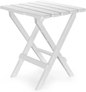 Camco 51695 White Large Adirondack Portable Outdoor Folding Side Table, Perfect for The Beach, Camping, Picnics, Cookouts and More, Weatherproof and Rust Resistant