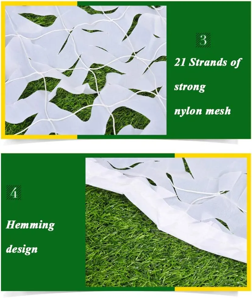 Camo Netting with Mesh Backing, White Camouflage Netting Snowland Cover with Mesh Oxford Cloth for Camping Sunshade Garden Courtyard Kids Hide Party Game Camo Shade Netting Camo Net