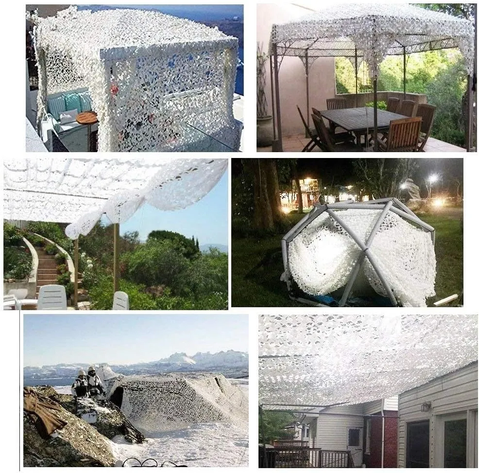 Camo Netting with Mesh Backing, White Camouflage Netting Snowland Cover with Mesh Oxford Cloth for Camping Sunshade Garden Courtyard Kids Hide Party Game Camo Shade Netting Camo Net