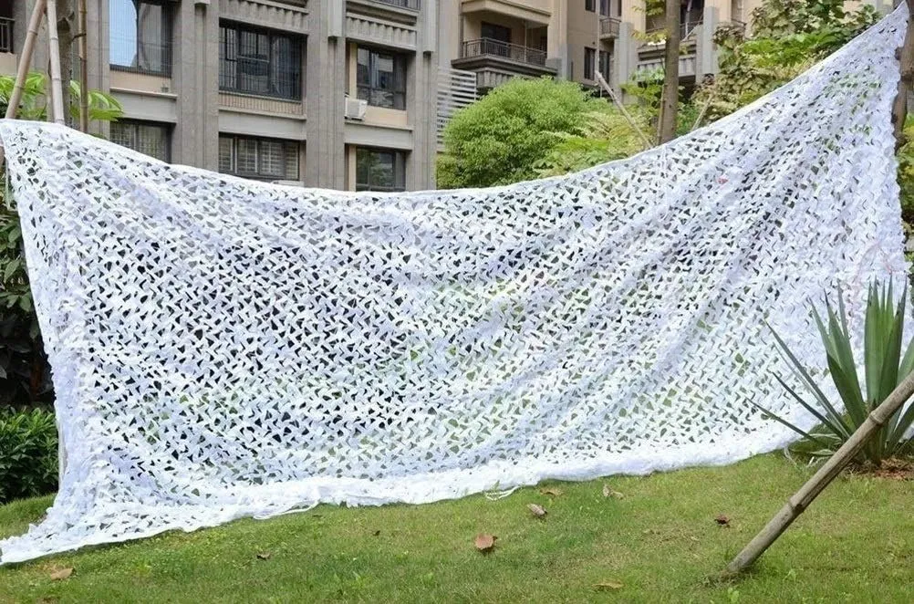Camo Netting with Mesh Backing, White Camouflage Netting Snowland Cover with Mesh Oxford Cloth for Camping Sunshade Garden Courtyard Kids Hide Party Game Camo Shade Netting Camo Net