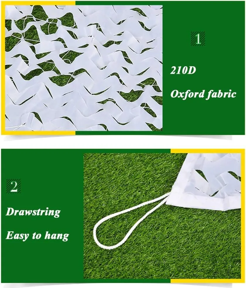 Camo Netting with Mesh Backing, White Camouflage Netting Snowland Cover with Mesh Oxford Cloth for Camping Sunshade Garden Courtyard Kids Hide Party Game Camo Shade Netting Camo Net