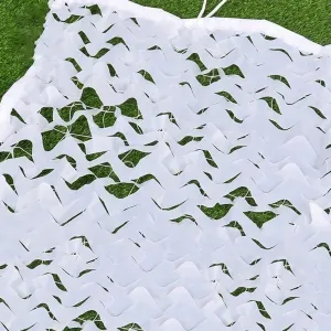 Camo Netting with Mesh Backing, White Camouflage Netting Snowland Cover with Mesh Oxford Cloth for Camping Sunshade Garden Courtyard Kids Hide Party Game Camo Shade Netting Camo Net