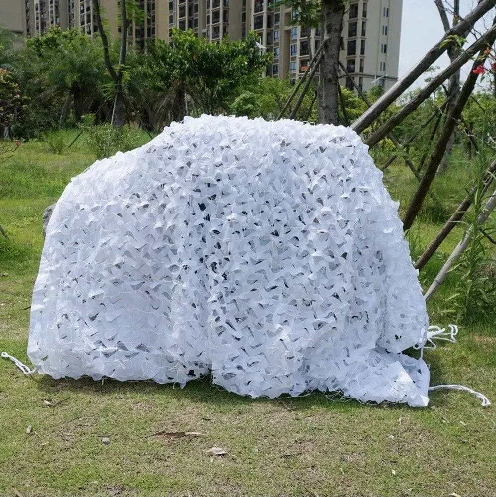 Camo Netting with Mesh Backing, White Camouflage Netting Snowland Cover with Mesh Oxford Cloth for Camping Sunshade Garden Courtyard Kids Hide Party Game Camo Shade Netting Camo Net