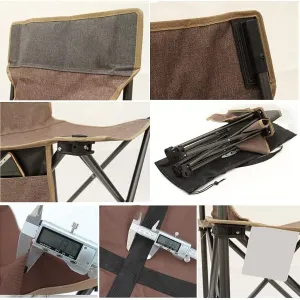 Camping Chairs for Adults Garden Chair Folding Camping Stool Portable Fishing Seat with Side Pocket for Picnic Beach Hiking Comfortable Rest Brown-M