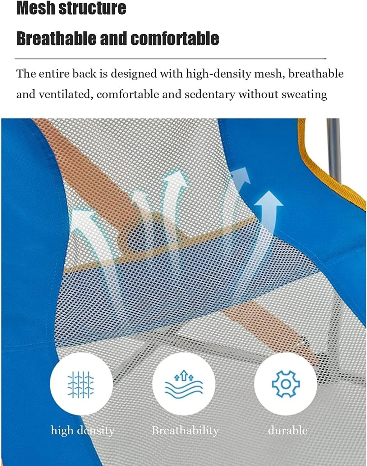 Camping Chairs Outdoor Armchair Beach Deck Chairs Portable Leisure Seat Stool with Breathable Mesh, Comes with Storage Bag Portable Folding Chair