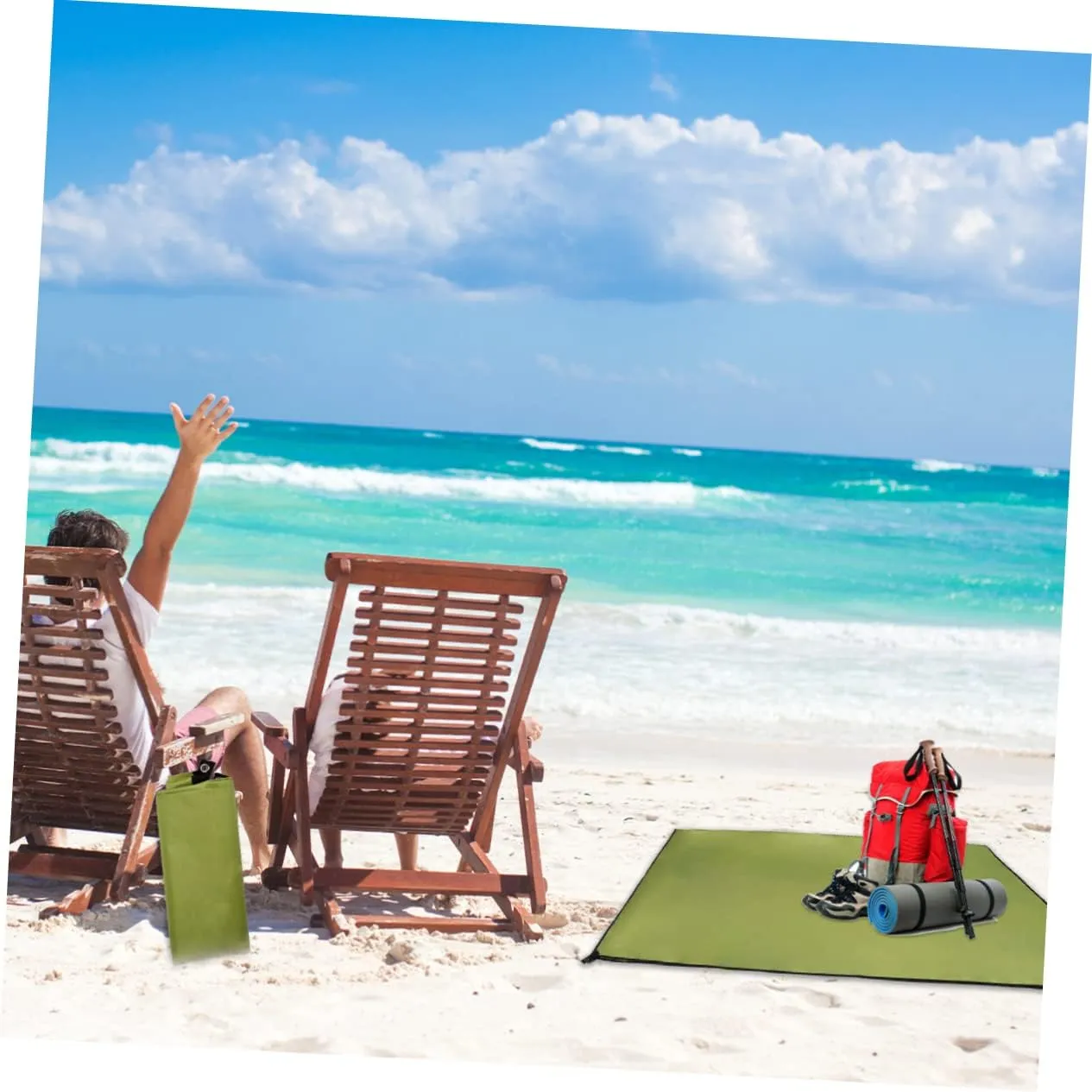 Camping Tent Waterproof Ground Mat Oxford Cloth 300x300cm Portable Outdoor Blanket Beach Pad Ring for