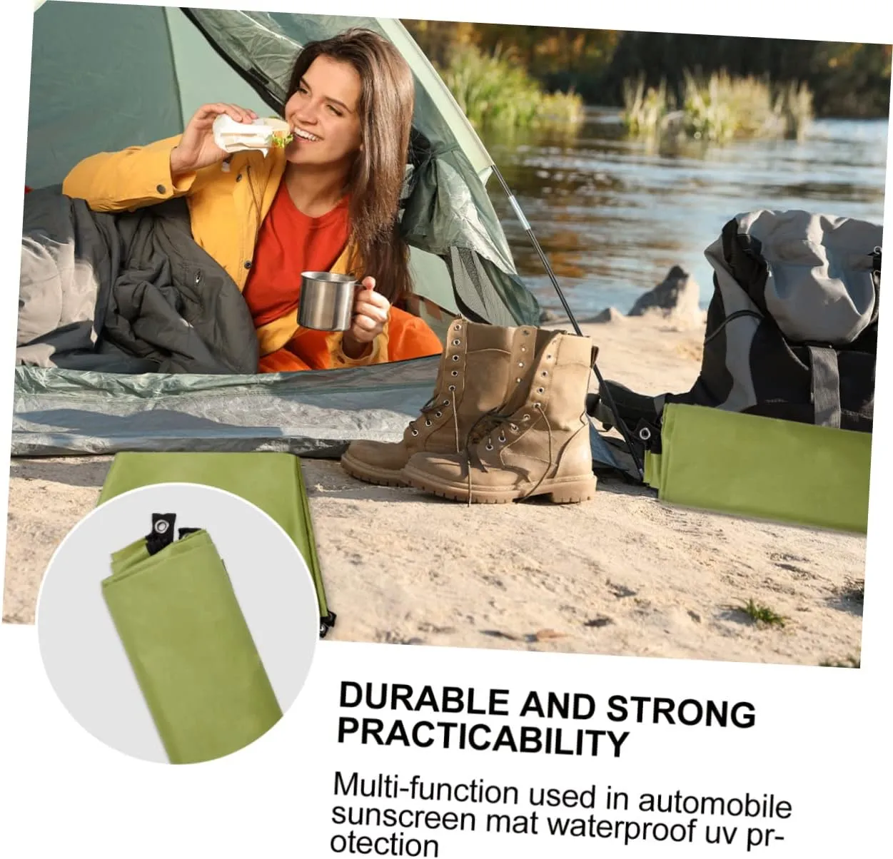 Camping Tent Waterproof Ground Mat Oxford Cloth 300x300cm Portable Outdoor Blanket Beach Pad Ring for