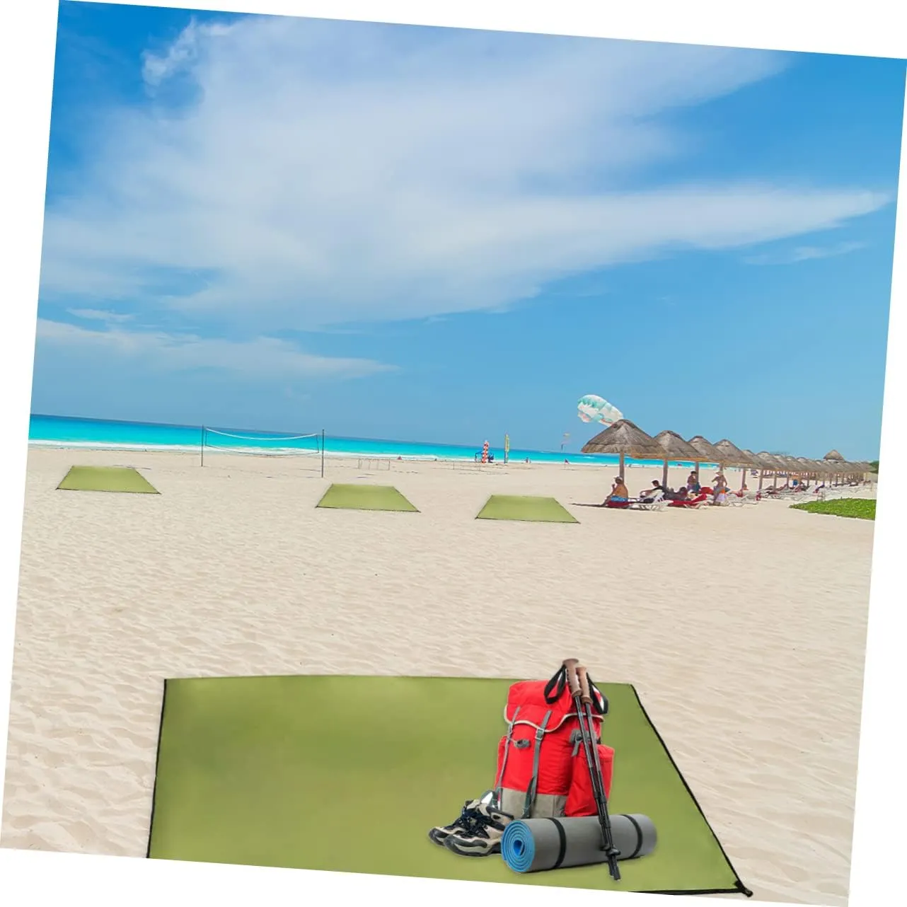 Camping Tent Waterproof Ground Mat Oxford Cloth 300x300cm Portable Outdoor Blanket Beach Pad Ring for